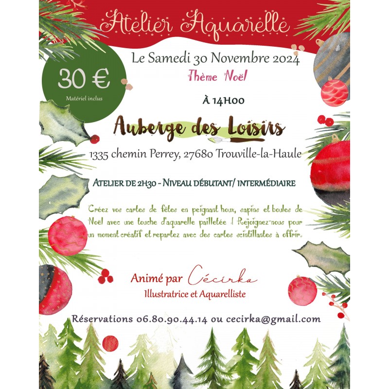 30/11 - Atelier aquarelle Noël