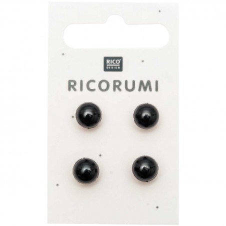 Yeux noirs - Boutons à queue - 8.5mm - Ricorumi